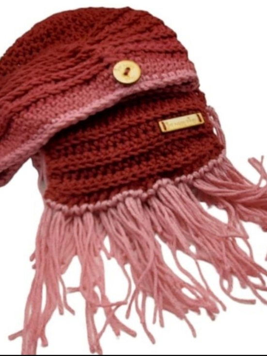 just happy things Accessories - New Beenie Hat & Scarf Set • Ombre Pinks • Made By Hand Knit  • One Of Kind